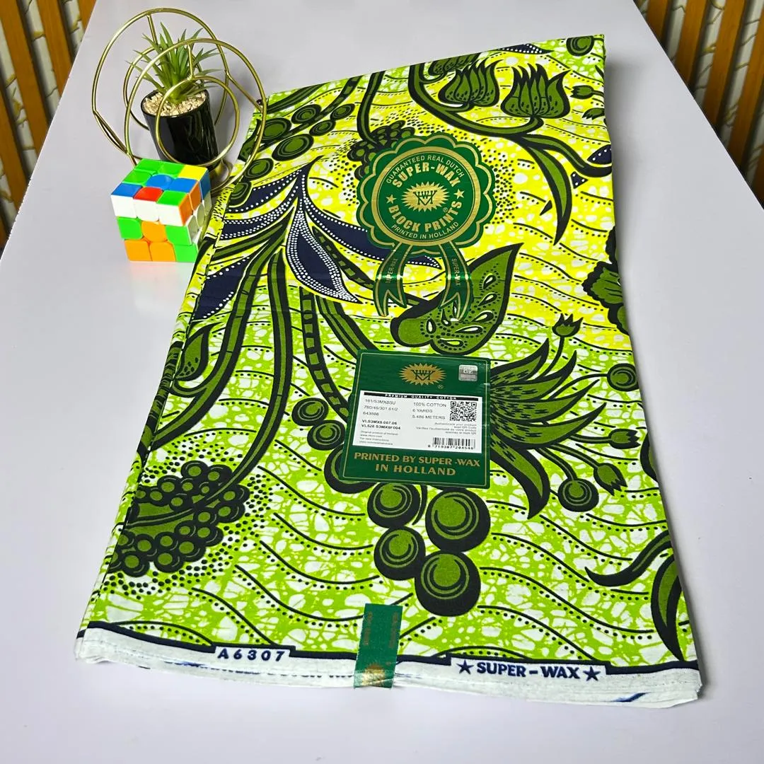Ankara Classic — Lime Garden, a premium Ankara Classic fabric available to buy in Lagos, Nigeria from SBM Fabrics Hub.