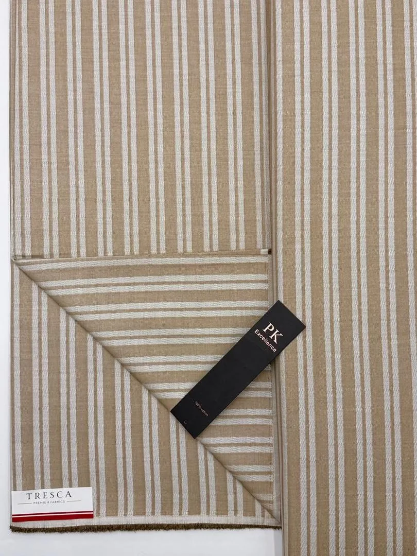 Premium Linen — Sandstone Beige Stripe, a premium Linen fabric available to buy in Lagos, Nigeria from SBM Fabrics Hub.