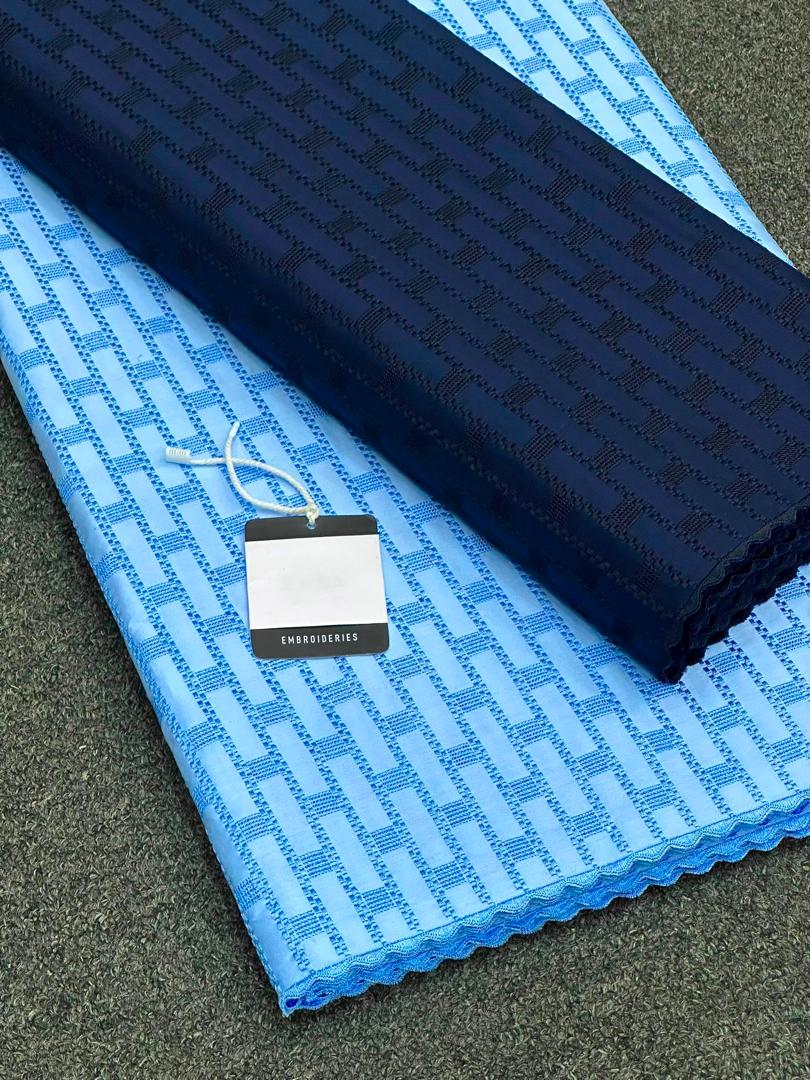Premimum Polished Lace -Sky blue and Navy blue, a premium Polished Lace - Unisex fabric available to buy in Lagos, Nigeria from SBM Fabrics Hub.